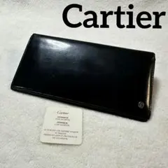 カルティエ パシャ 長財布 札入れ レザー ブラック シルバーロゴのサムネイル