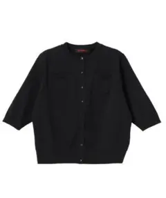 CABaN ブラック ファインポリエステル ハーフスリーブポケットカーディガンのサムネイル