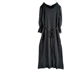 ジーユー/シフォンスリーブニットワンピース ロングワンピース ブラック 七分袖