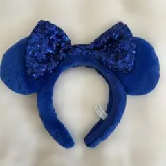 東京ディズニーリゾート　ミニーマウス　スパンコール　カチューシャ　ブルーもふもふ