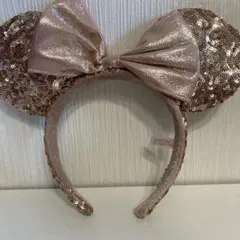 ディズニー　スパンコール　カチューシャ　ピンクリボン　ミニー