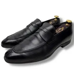 美品■三陽山長 サンヨウヤマチョウ【25.5】本革 革靴 ローファー ブラック 未使用美品】三陽山長 柔弥 革靴 ローファー BLACK〈定価¥36,300