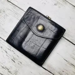希少 高級感漂うクロコ型押】 IL BISONTE ガマ財布 本革 バイカラー
