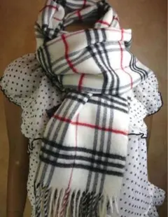 カシミア100%英国☆Haymarket”check”ホワイト