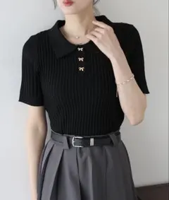 金ボタン ニット