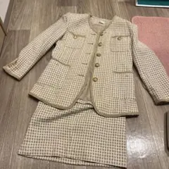 ベージュ ツイード セットアップ