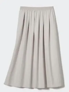 ユニクロ ボリューム ロング スカート ライトグレー S