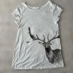 ANTGAUGE 白Tシャツ　シカ柄のサムネイル