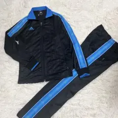 【00S】アディダス セットアップ 上下 刺繍ロゴ サイドライン ブルー