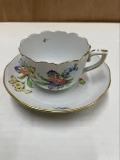 ヘレンド　フラワーブーケ 金彩 ヴィクトリア プレーン デミタスカップ&ソーサー