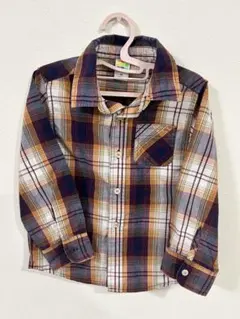 チェック柄長袖シャツ（オレンジ・ネイビー）