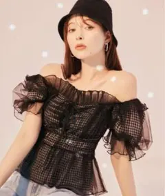 snidel ギャザーフリルオフショルブラウス