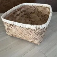 美品　サリュ　竹籠　行李　バスケット　かご　小物入れ