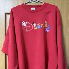 ディズニー Disney スウェット ヴィンテージ　ロゴ　クリスマス　赤