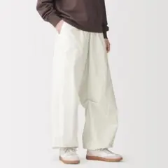 撥水ユーティリティイージーワイドパンツ オフ白 M 無印良品