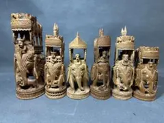 インド　白檀　木彫り　象　仏教美術　仏像 骨董 置物　骨董　アンティーク 初売り】 骨董 仏像 仏教美術 木彫り 象そう 白檀 インド 木像