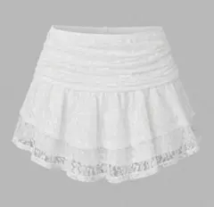 SHEIN ホワイト レース　マルチレイヤーフリルスカート