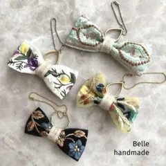 【セール中】インド刺繍リボン　キーホルダー　ハンドメイド　4個セット