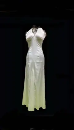 ホワイト ホルターネック マーメイド サテン ダンス イブニング ブライダル