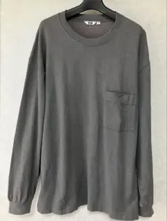 お値下げ！グレー XL 長袖カットソー ポケット付き