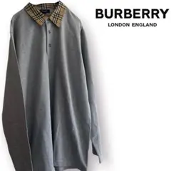 【美品】英国製 BURBERRY ロンドン 長袖ポロシャツ ノバチェックのサムネイル
