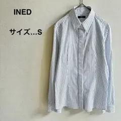 INED ストライプシャツ 7号 S 日本製 綿混 オフィス 通勤のサムネイル