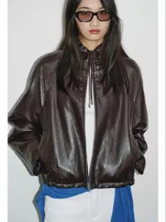 ZARA ザラ　新品・タグ付き　フェイクレザー フード付き　ジャケット　ブラウンのサムネイル