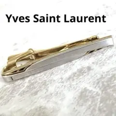 美品☆イブサンローラン☆YSL ネクタイピン　シルバー　ゴールド　ロゴ刻印
