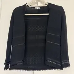 美品　ブラック カーディガン サイズII レース装飾