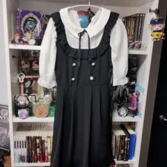 黒白ひざ丈ワンピース