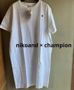 Champion niko and 半袖ワンピースホワイトタグ付き未使用シミあり