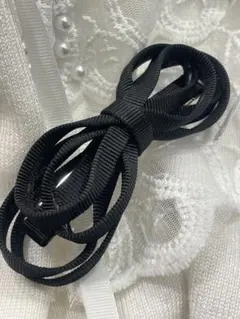 シリコン製 ブラック ヘアアレンジ リボン