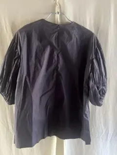 ダークパープルグレー 五分袖シャツ バックジッパー付き