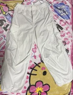 メンズ ホワイト カーゴパンツ サイドポケット付き