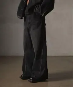 【GRANCY】ジップデザイン バギーデニム パンツ