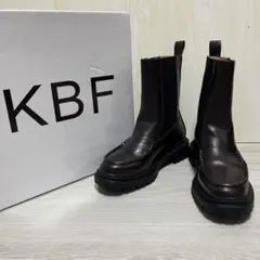 未使用級　23cm サイドゴアブーツ　モカシントゥ KBF ダークブラウン　厚底