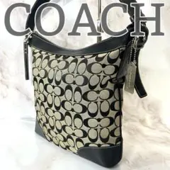 COACH コーチ ショルダーバッグ シグネチャー キャンバス レザー ブラック