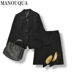 【定番】 【上質】 日本製 マノーク スカートスーツ 36 ブラック ♪