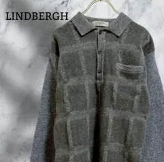 『リンドバーグ』ニット/セーター 長袖【S】グレー チェック 襟付