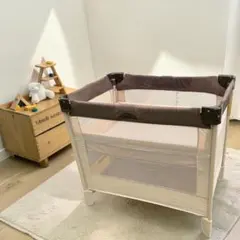 Kino Linpo ベビーベッド　カーキ 色:カーキ】Kino Linpo ベビーベッド 添い寝 新生児ベッド 乳児用ベの
