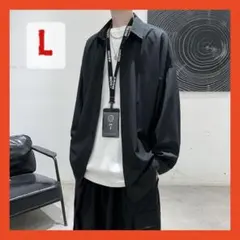 メンズ シャツ 夏服 オーバーサイズ 韓国 L サラサラ シンプル 黒 大人