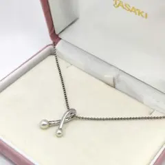 25901✨タサキ 田崎真珠 ハート パール 2珠 ネックレス シルバー 