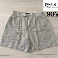 90s POLO RALPHLAUREN リネン　ショートパンツ　ベージュ　古着のサムネイル