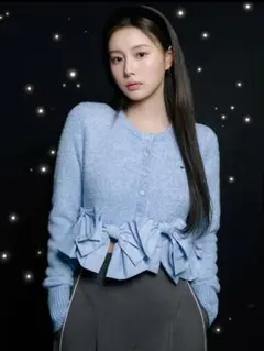 スナイデル　リボンモチーフカーディガン　ブルー