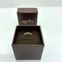 アガット K10 ダイヤモンド ピンキーリング 彫金 ゴールド agete 3号