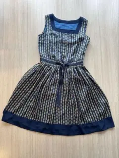 ロイスクレヨン チェーン柄 ワンピース Ｍ　ネイビー フレア 美品