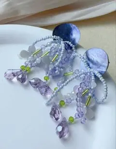 22 新品　紫陽花　梅雨　ビーズ　花　キラキラ　パリ　蚤の市　ヴィンテージのサムネイル