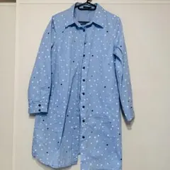 【美品】MOMA デザイン ドット柄 シャツワンピース ブルーのサムネイル