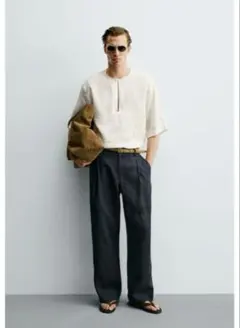 ZARA リラックスフィット100％リネンシャツのサムネイル