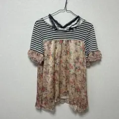 axes femme ストライプ 花柄 半袖チュニックのサムネイル